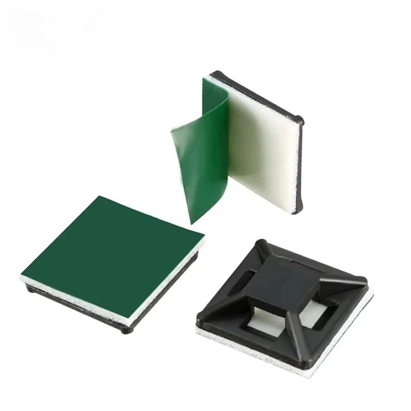 100Set Zip Tie Mounts Self-Adhesive Backing Cable Organizer Management Clips Wall Anchors for Secure Wire Holding Light Fixation