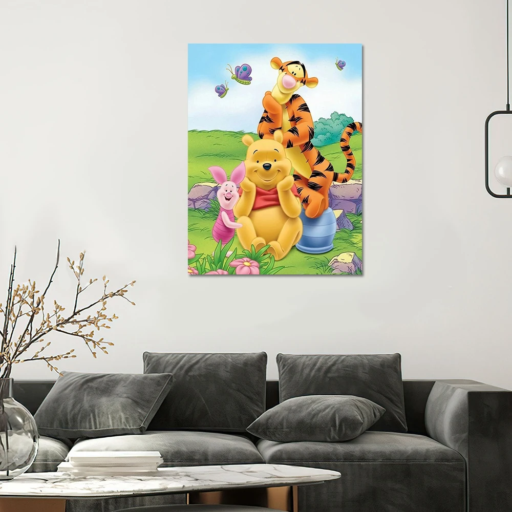 Cross Stitch Kit Disney DIY Winnie Bear Embroidery Supplies Tiger Cross Stitch Animal 2025 Cartoon Pig White Canvas Child Gift