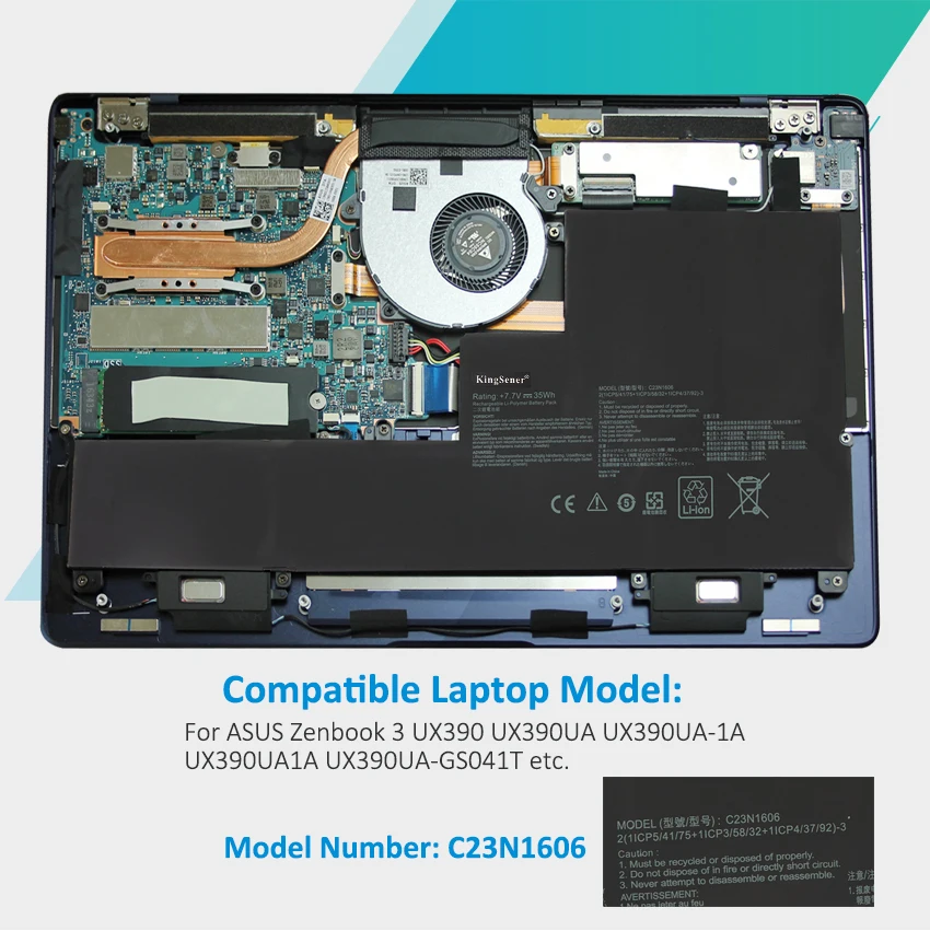 ASUS - UX390UA 新品バッテリー、新品NVMe SSD1000GB、16GB、i7 Kingsener-ラップトップバッテリー,asus,c23n1606,zenbook 3