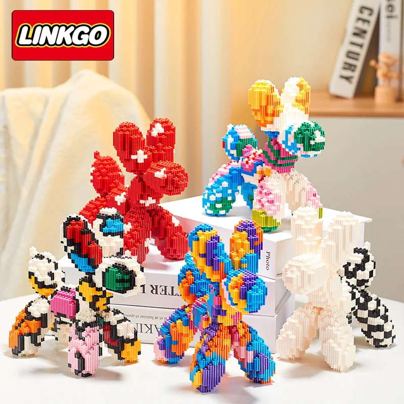 

Linkgo Balloon Dog Micro Building Blocks DIY Assembled Colorful Dog Connection Mini Brick Figures Toy For Home Decor