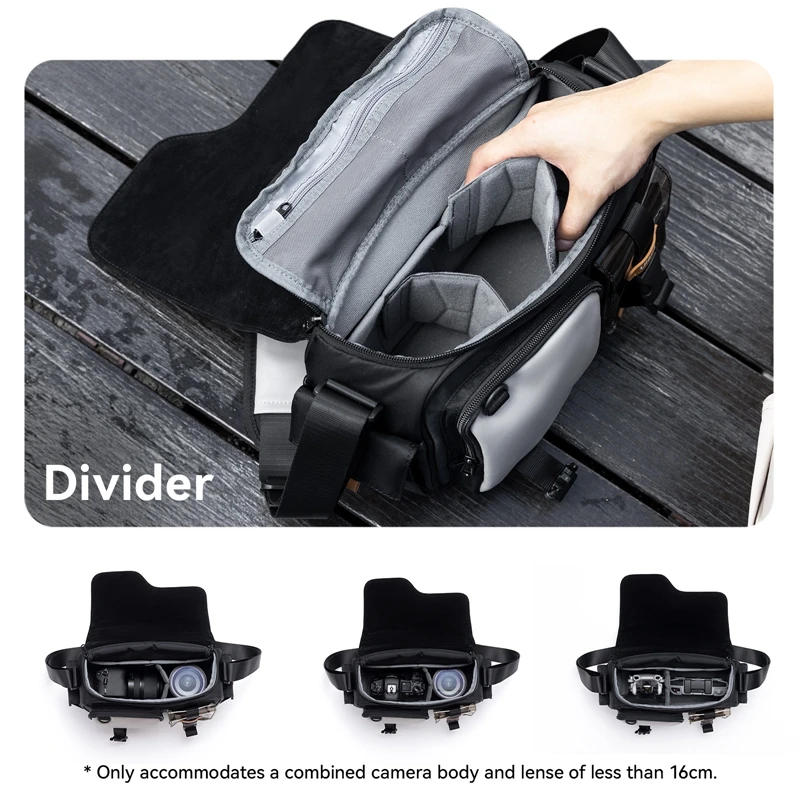 ULANZI AB02 Borsa Fotocamera Espandibile 6-9L - Tracolla Tattica Per Escursionismo E Urbano, Nera - Foto 8