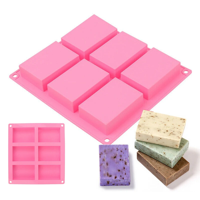 6 Cavity Silicone Mold for Making Soaps Plain Soap Mold Rectangle DIY Handmade Soap Form Tray