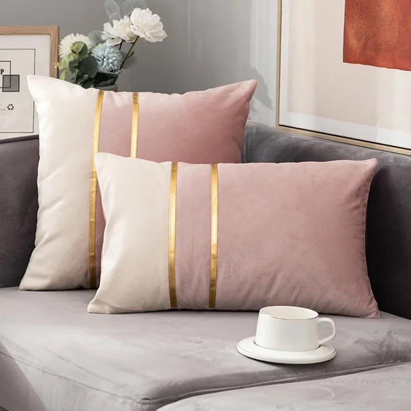 Nordic Velvet Color Block Pillowcase 5