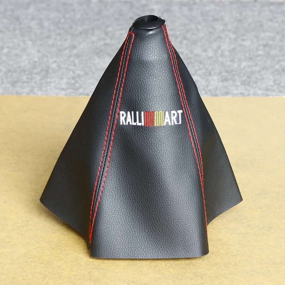 

Universal JDM Style Manual Mugen Ralliart PVC Leather Shifter Lever Boot Cover Shift Knob Collars With Red Stitching