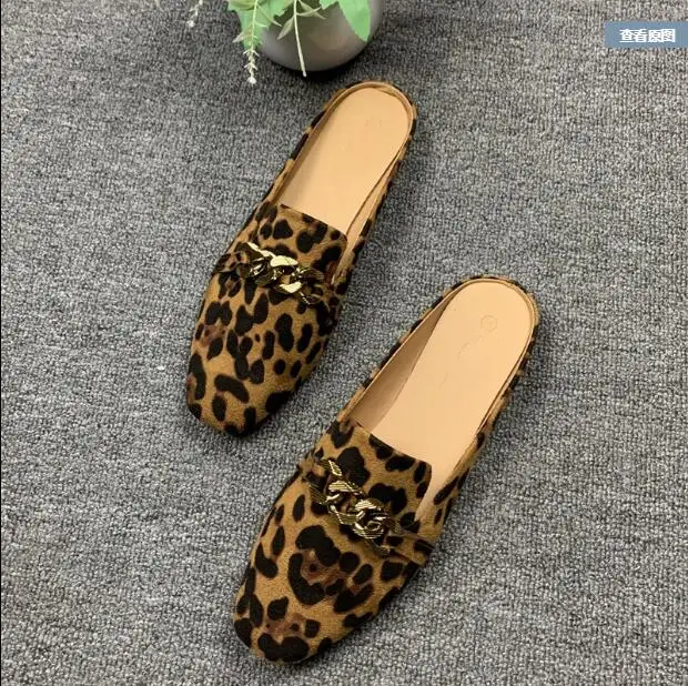 

Sandals Women's 2023 summer new leopard print fashion outwear slippers Mueller shoes small size 31-32 large size 41-43