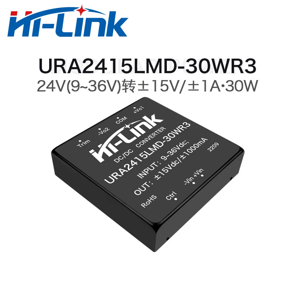 Hi-Link 24V to 12V 15V Dual Output 30W DC DC Power Supply Module URA2412LMD-30WR3 Mini Isolated Power Coverter
