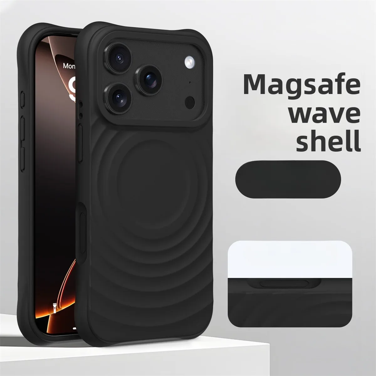 ตัวเลือกสินค้า เคส iPhone Air 17 16 15 14 Pro Max ลายคลื่นน้ำ ซิลิโคนนิ่ม ชาร์จไร้สาย MagSafe
