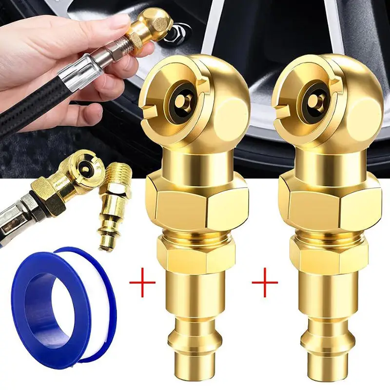 1/2set Ball Inflator Air Clamp Kit Brass 1/4 Inch Fnpt Car Tire Air Clamp Inflation Nozzle Air Pump Accessories