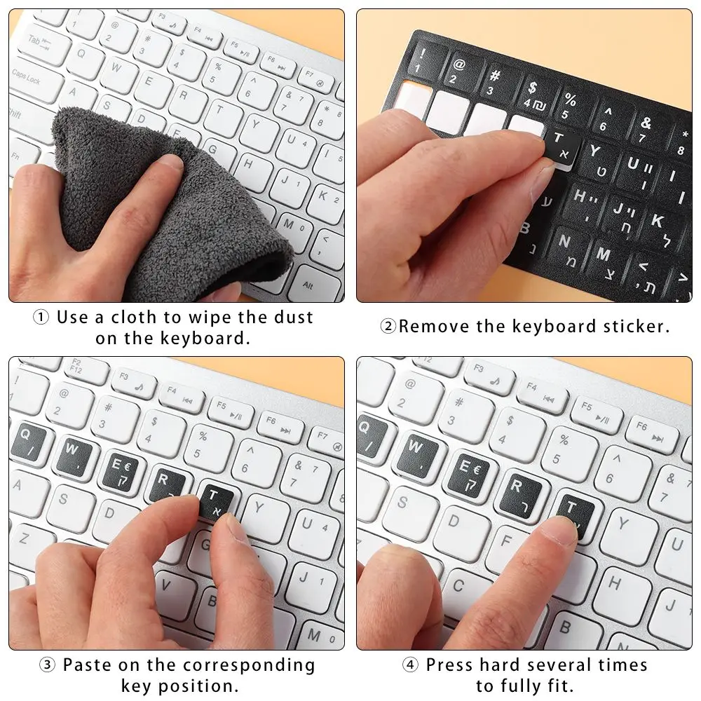 Keyboard Stickers Hebrew Alphabet Layout Letter Keypad Label For Computer