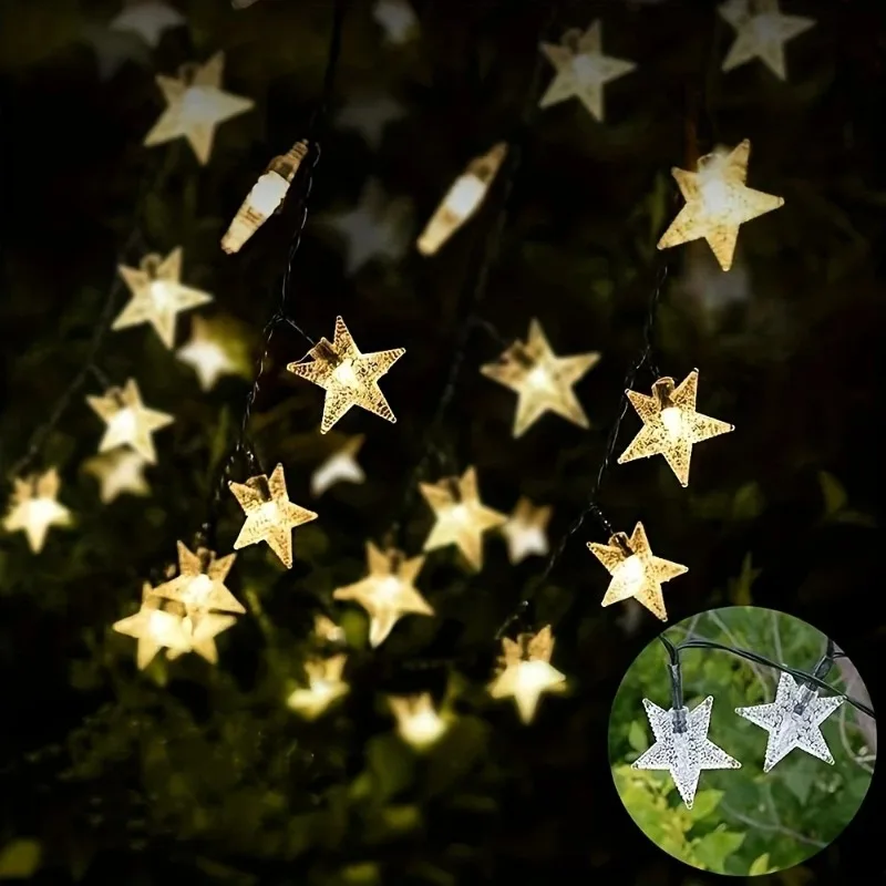 Outdoor Solar Star String Lights - Weatherproof Fairy Lights