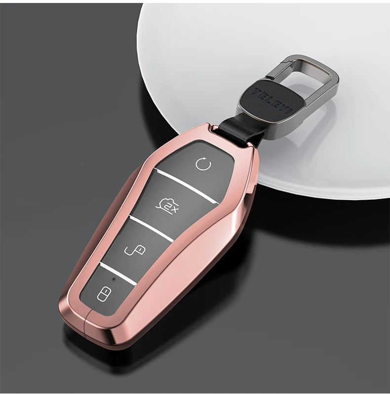 For BYD Atto 3 Yuan Plus 2022 2023 Car Aluminium Alloy Key Cover Protective Shell Case Buckle Modificated Auto Accessories