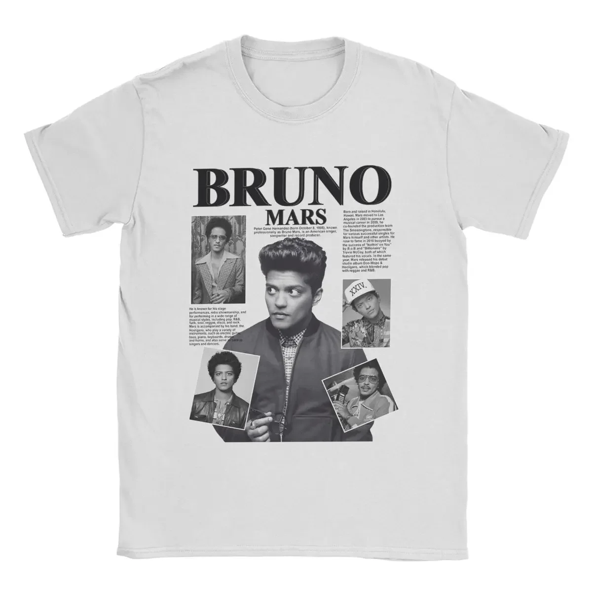 Bruno Mars T-Shirts for Men Novelty Pure Cotton Tee Shirt O