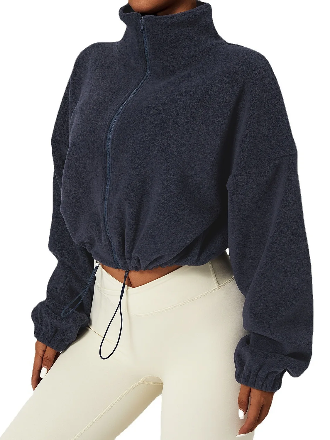 Loose Stand Collar Fce Lined Casual Jaet Stand Collar Oversize Soft Plu Women's Sweatirt Polyester Blend Fabric