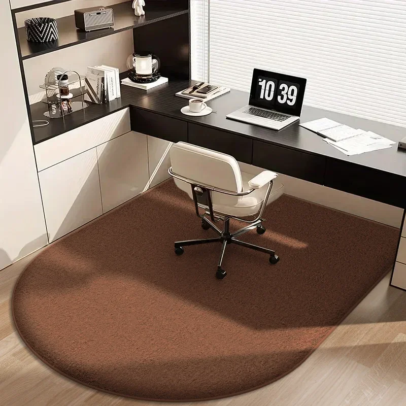 Einfarbige Computerstuhl-Matte Flanell-Bodenmatte Verdickte Schreibtisch-Drehstuhl-Matte Gewölbter Teppich Studier- und Schminktisch-Fußmatte – Detail 11