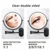 8 Inch Black Wall Mounted Bathroom Mirror 10x Magnifying Makeup Mirror Adjustable Dimming Vanity Cosmetic Mirrors with Light 4