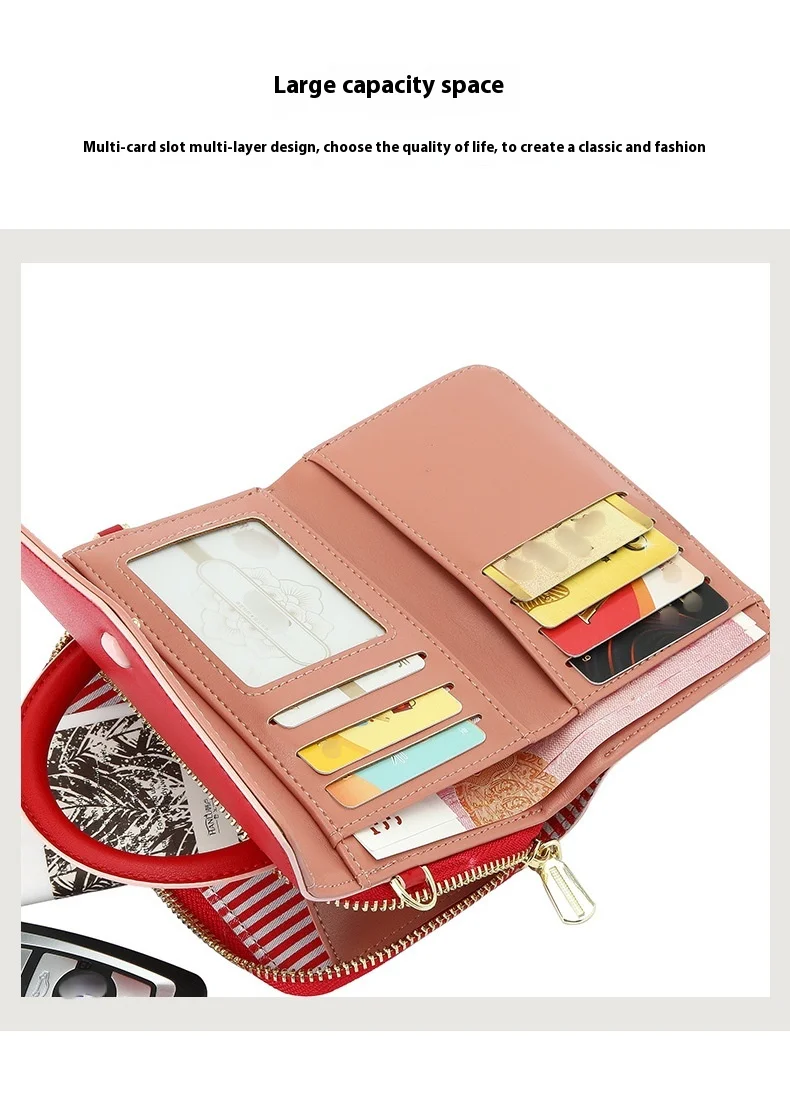 Yeni Kadın Cüzdanı Katlanabilir PU Telefon Çantası Çoklu Kart Kimlik Çantası Büyük Kapasiteli Mini Elde Taşınabilir Tek Omuz Çapraz Çapraz Çanta_voghion.com