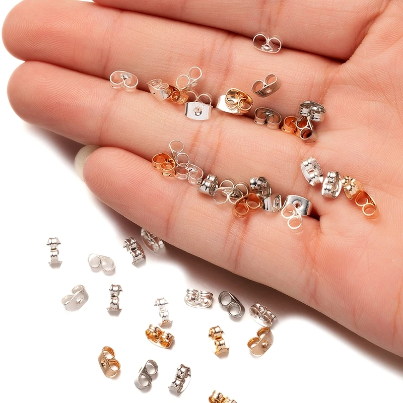 50 stücke 5x7mm 925 sterling versilbert ohrring rücken ersatz sichere verriegelung für diy stecker ohr mutter pfosten schmuck herstellung – Detail 2