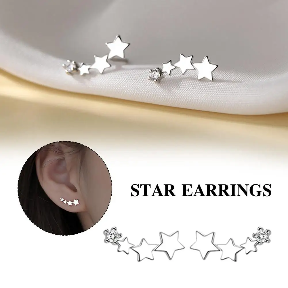 

Silver Plated Star Stud Earrings for Women Girls 2022 New Shining Stars Earrings Simplicity Enhances Temperament Dating Jew Z6M7