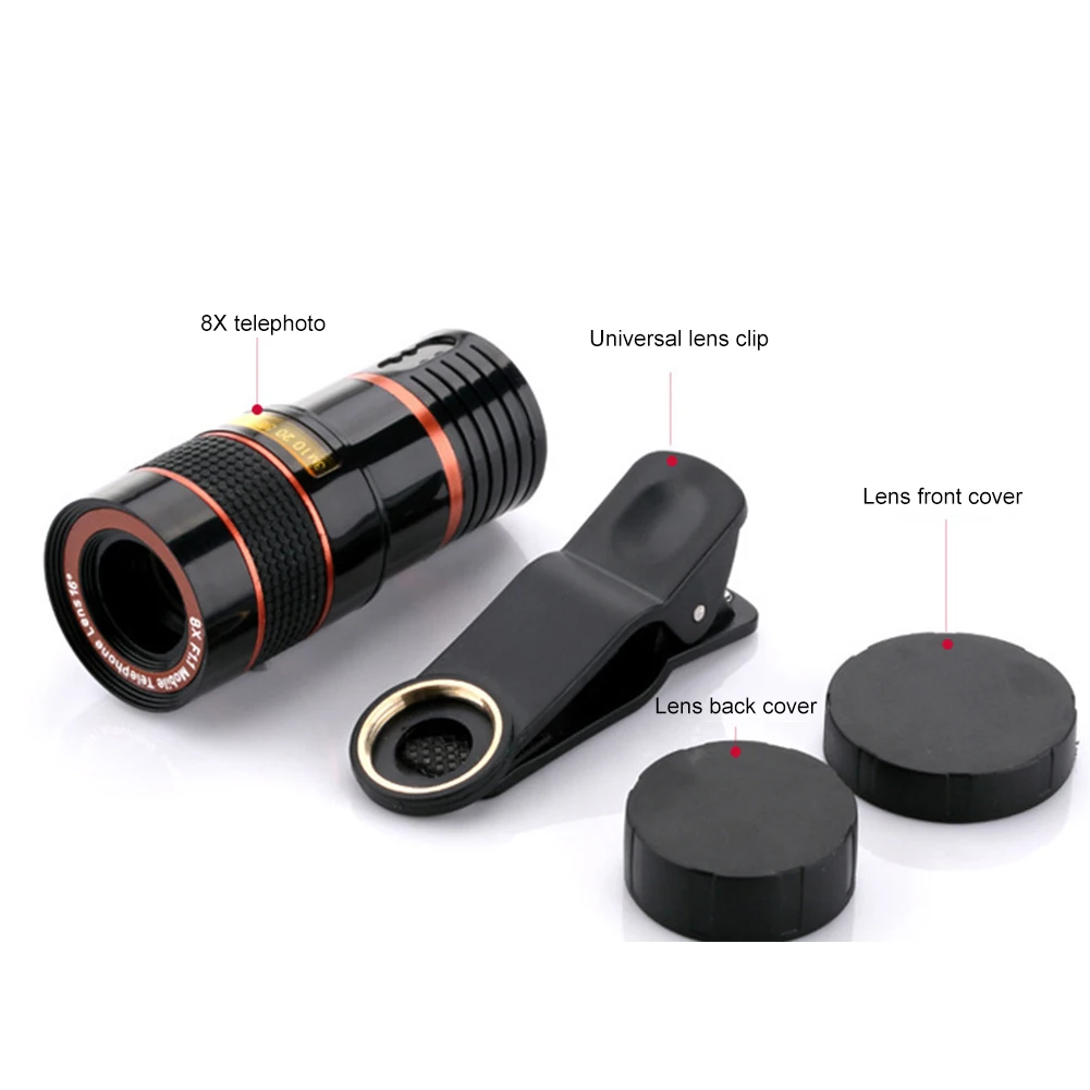 8x Cell Phone Camera Lens Adjustable Focal Length Effects Photography Lens High Magnification for Outdoor Camping Accessories