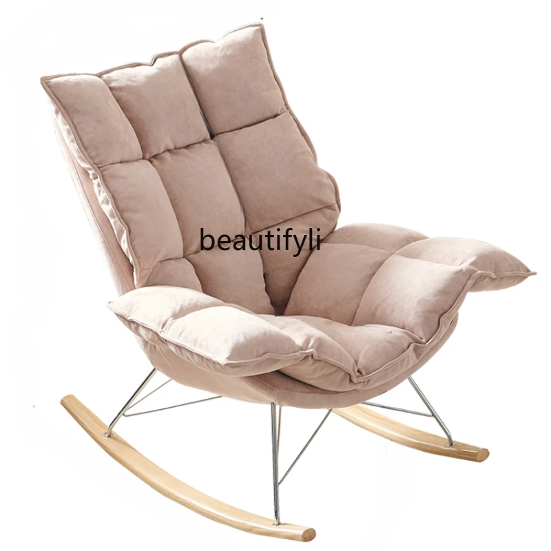 

Modern Light Luxury Leisure Chair Balcony Home Lazy Sofa Living Room Flannel Single Rocking Recliner