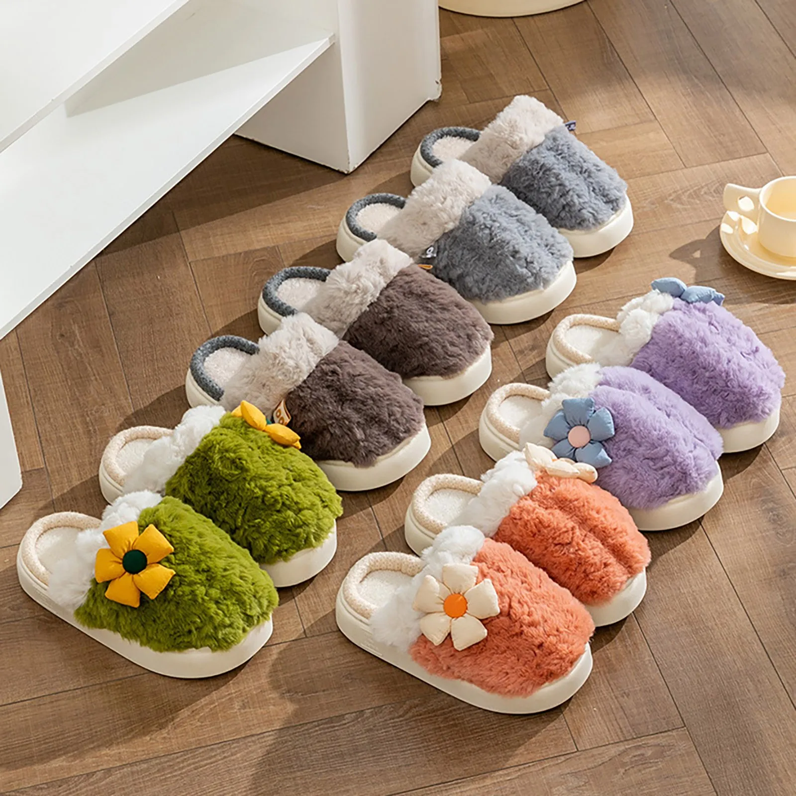 

Women Winter Home Slippers Slippers Cartoon Home Non Slip Cotton Soft Winter Warm House Slippers Indoor Bedroom Comfy Slippers