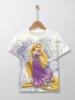 Summer 2023 Disney Enchanted Rapunzel printed round neck short-sleeved T-shirt 1-14 years old street fashion children's T-shirt 1