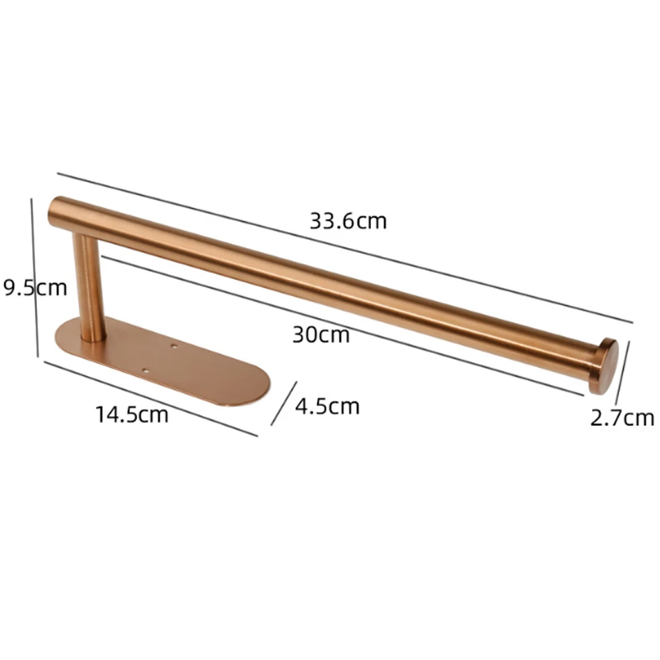 Paper Holder Rose Gold Adhesive 304 Stainless Steel Punching-free Toilet Paper Roll Shelf Kitchen Bathroom Tissue Hanging