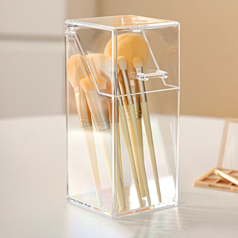 1pc makeup brush storage box, simple and transparent multifunctional makeup brush storage rack, simple, durable and practical