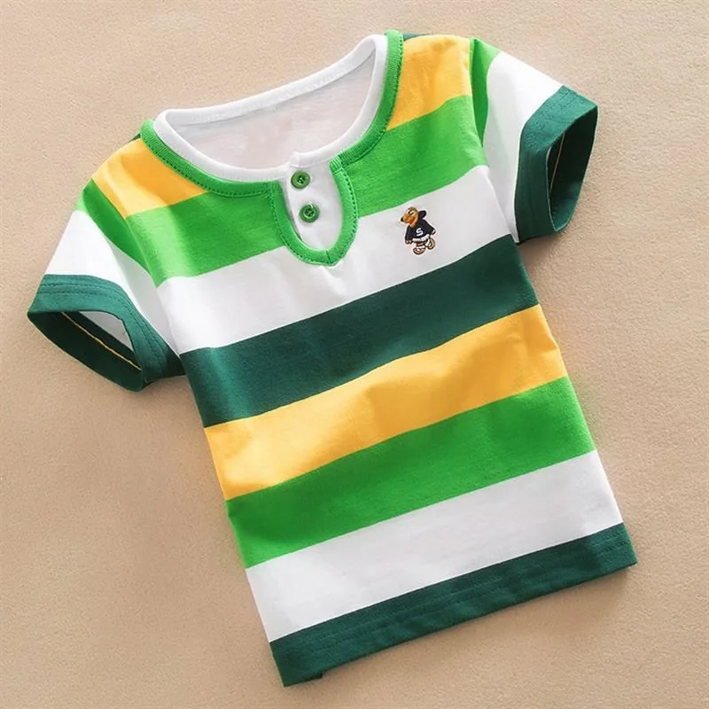 

Free Shipping Stripe Print T-shirts for Children Cotton Baby Boys Short Sleeve T-shirts Tops Child Summer Kids Clothes 2-14Years