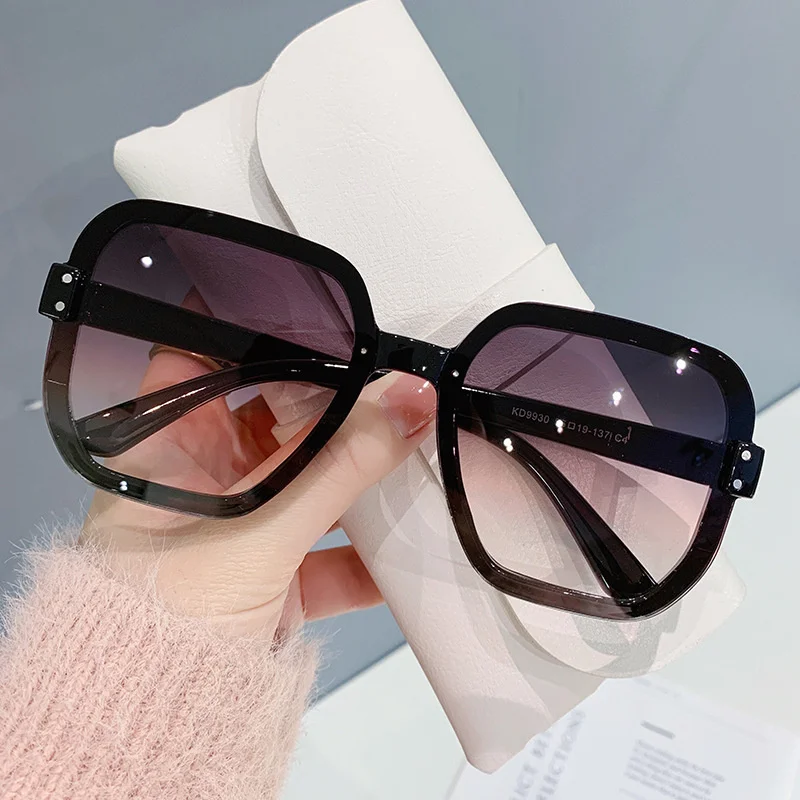Trend Personality Gradient Ocean Piece Sunglasses Rice Nails Large Frame Sunshade Glasses Rimless Casual Sunglasses_voghion.com