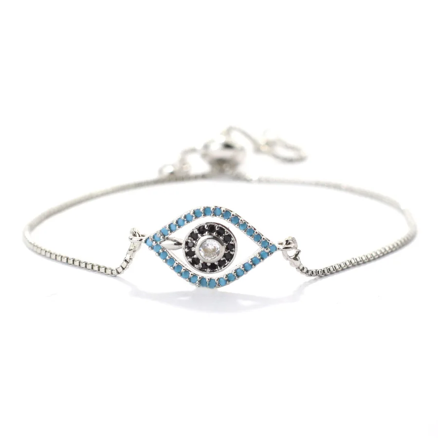 Adjustable Chain Bracelet for Women with Evil Eyes and Butterfly