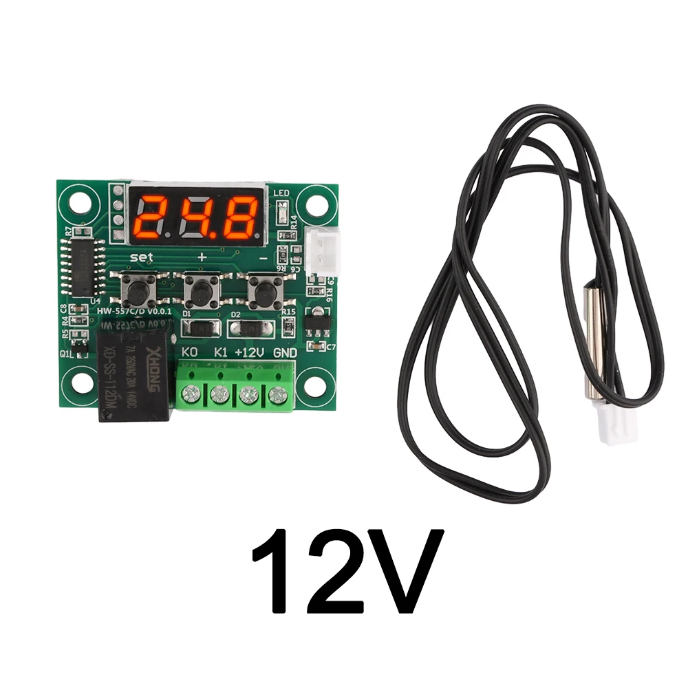 W1209 DC 12V Heat Cool Temp Thermostat Temperature Control Switch Controller Thermometer with Thermo NTC Sensor -55℃ to 120℃