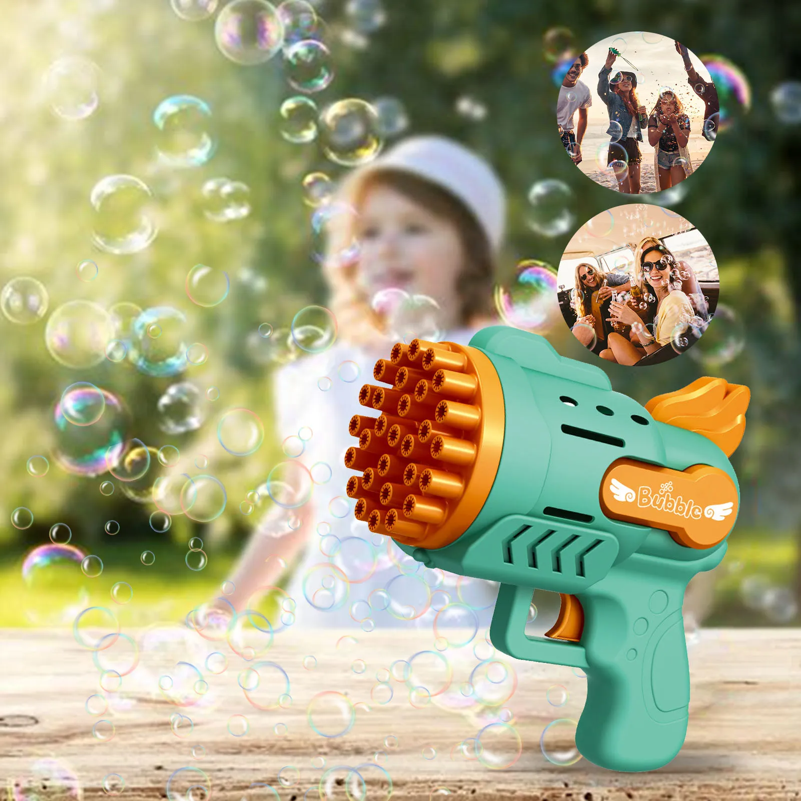 Bubble Gun Rocket 29 Hole Automatic Soap Bubbles Machine Outdoor Toy for Boys Birthday Gifts Wedding Party Children Summer Gift