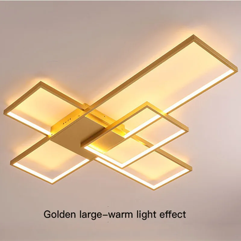 

New Modern Led Chandelier For Bedroom Living Room Dining Room Kitechen Ceiling Lamp Black Rectangle Design Remote Control Light