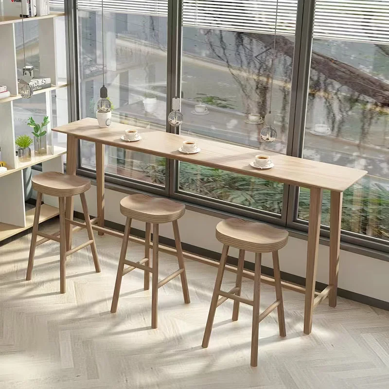Narrow Wooden Bar Table Midcentury High Outdoor Standing Bar Dining Table Restaurant Kitchen Mesa Pared Living Room Furniture