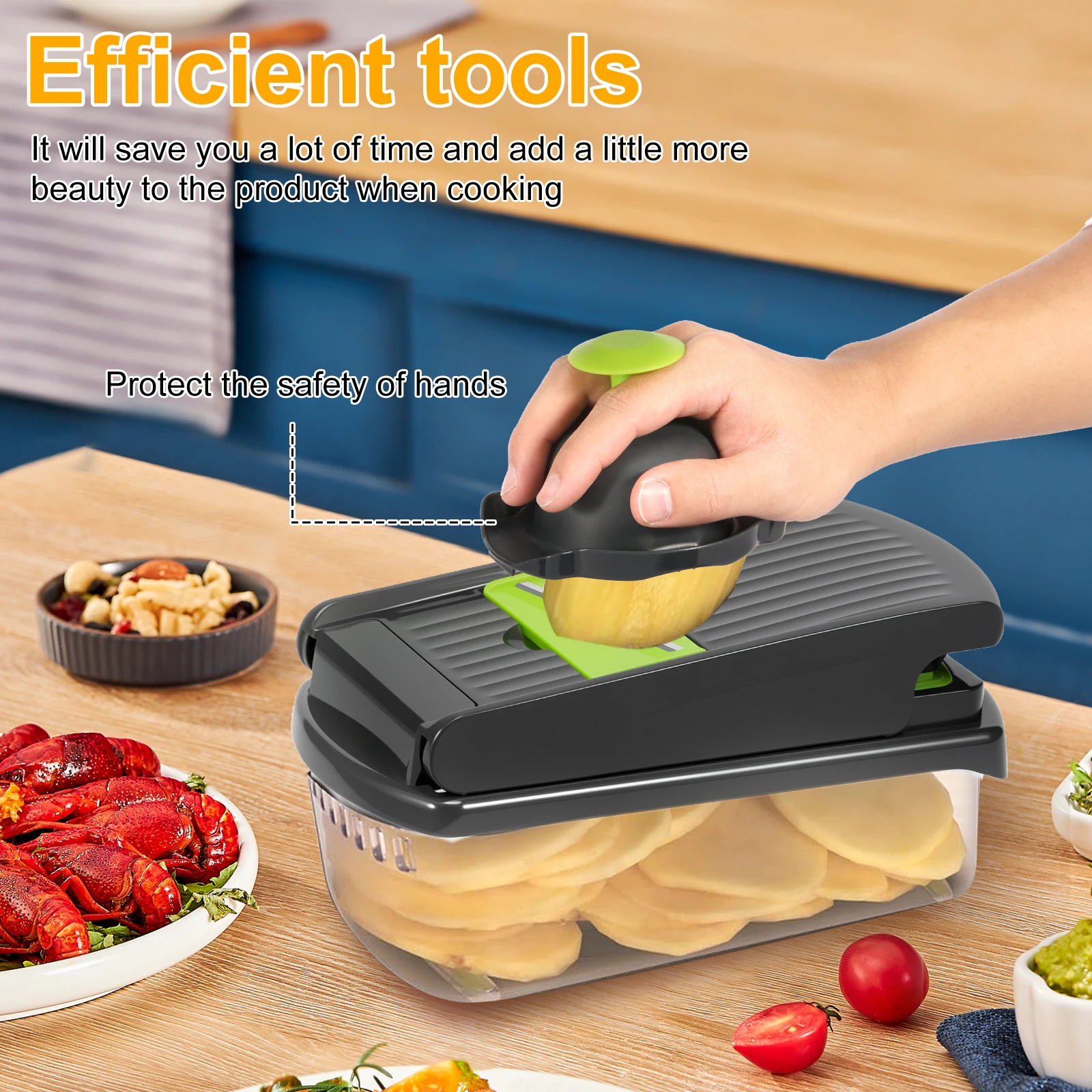 Multifunctional Vegetable Chopper with Container Food Chopper Vegetable Slicer Dicer Cut Food Grate Veggie Choppers Kitchen Item