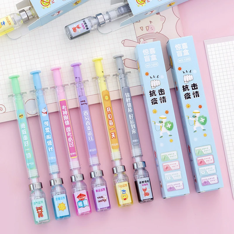 

5Pcs Neutral Pen Vaccination Gel Pens in Box Black Water-based Pen Needle Shape Pens