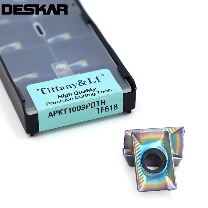 

10PCS DESKAR APKT1003PDTR TF618 CNC Milling Turning Tools Carbide Hardened Steel Blades Mill Inserts For HRC40-HRC55
