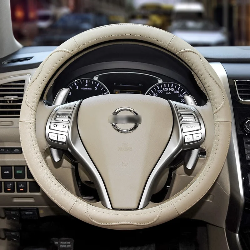 Coprivolante in pelle per tutte le stagioni - Coprivolante universale antiscivolo per auto Protezione per volante per auto in pelle - Image 5