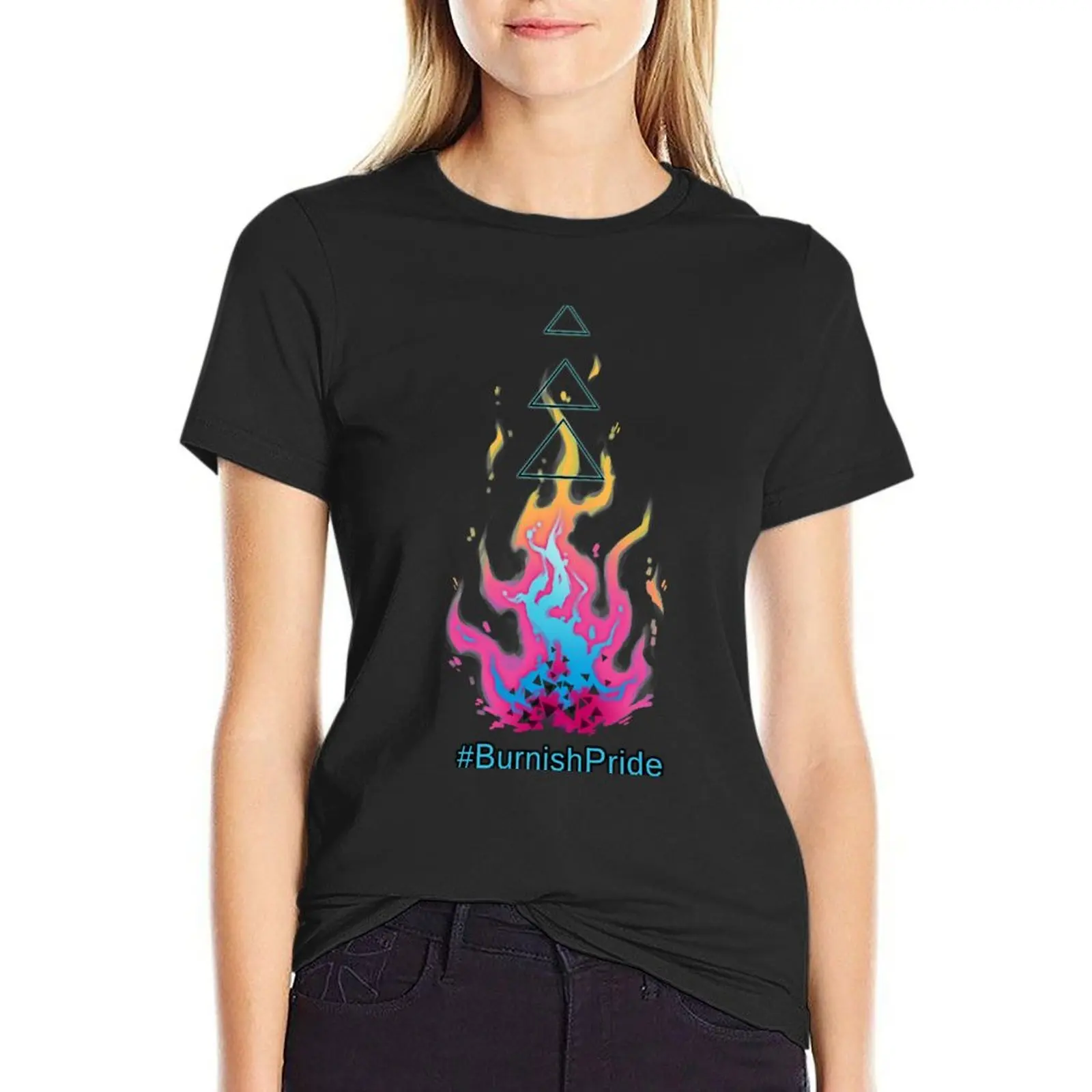 

Burnish Pride & Flame T-Shirt hippie clothes tops oversized tees woman t shirt