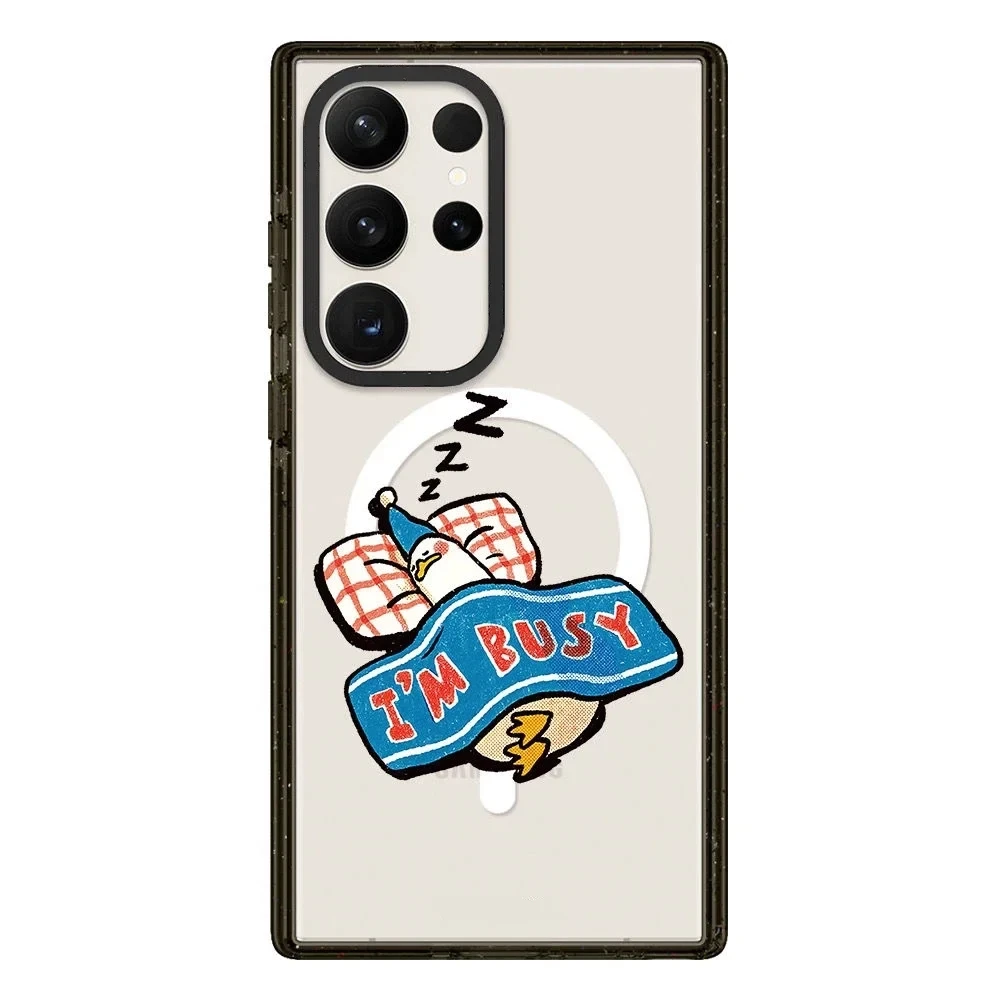 Lazy Duck MagSafe Acrylic Border Magnetic Phone Case for Samsung Galaxy S22U S23 Ultra S24 Ultra Cover Protective Shell