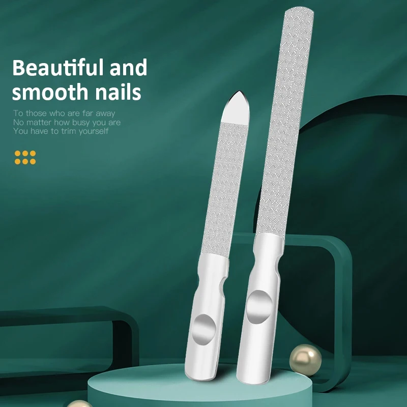 1Pcs Stainless Steel Nail File Double Sided Manicure Pedicure Grooming For Professional Finger Toe Nail Care Tools