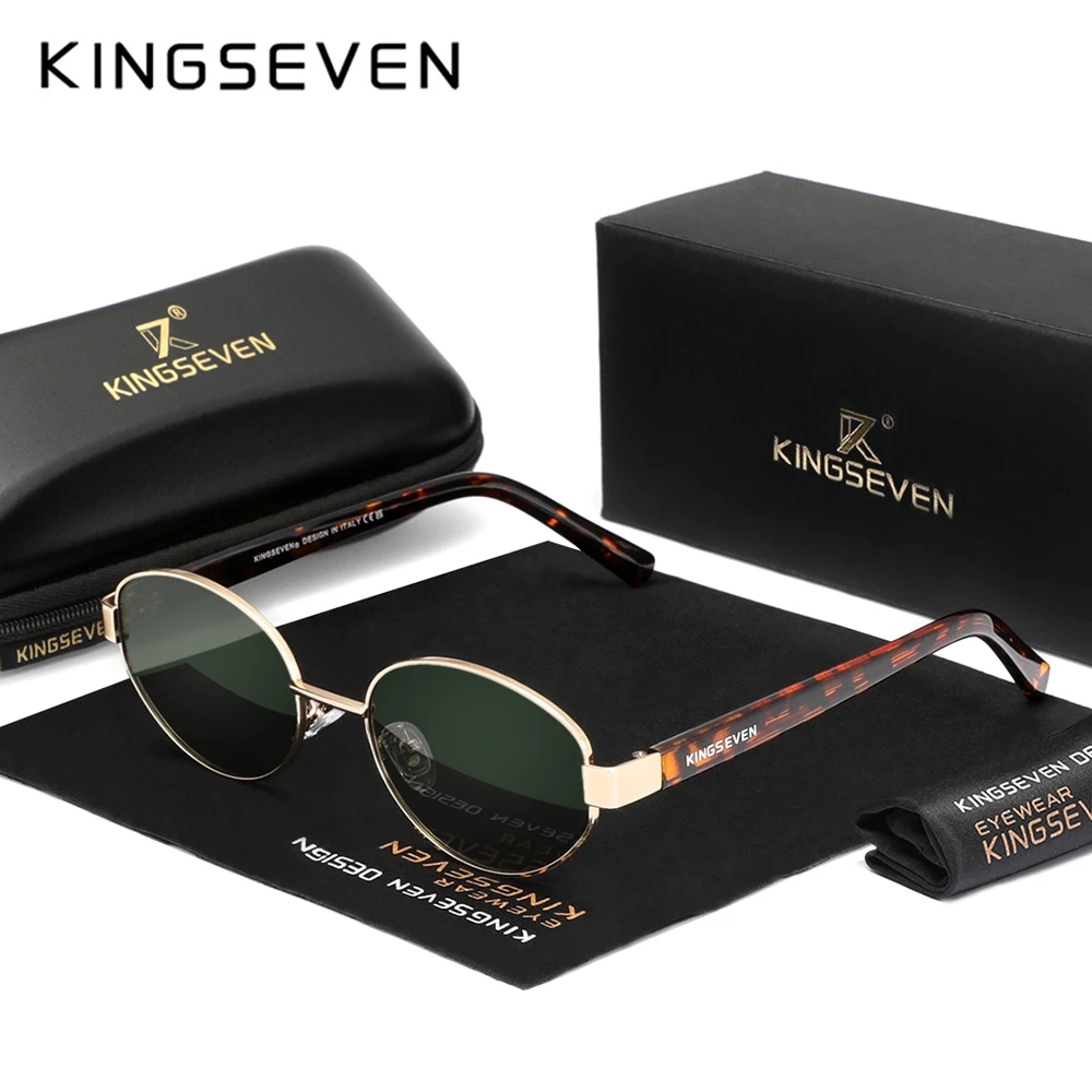 KINGSEVEN Retro Luxus Sonnenbrille Frauen Männer Polarisierte UV400 Legierung Oval Anti-glare Mode Gläser Fahren Kausalen Marke Brillen