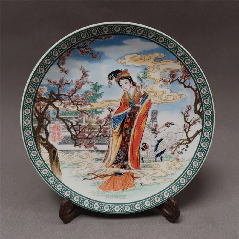 

Ancient Chinese Beauty Style Ceramic Ornaments Style Hanging Plate Decoration Home Accessories Handicraft Gift