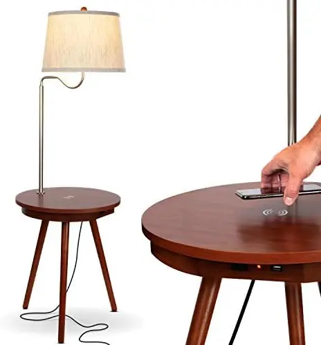 

Table & Lamp Combo with LED Bulb, Desk Lamp with USB Port, Bedside Reading Lamp, Modern End Table with Floor Lamp for Bedroo Pap