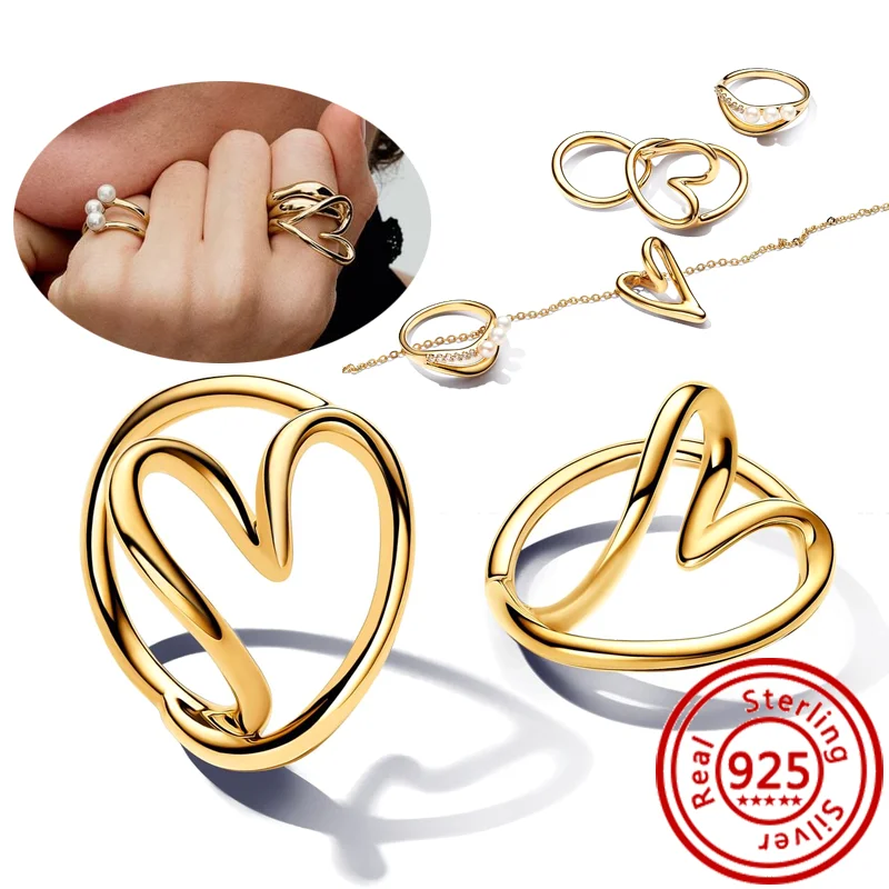 925 Sterling Silver Stacking Rings with Pearls Hearts Stars Moon Sun for Women