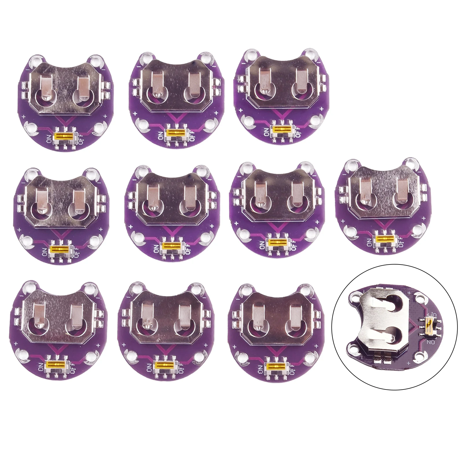 

10Pcs 29x30mm Lily-Pad Coin Cell Battery Holder Slide Switch Mount Module For CR2032 Battery Sewing Tools Accessories