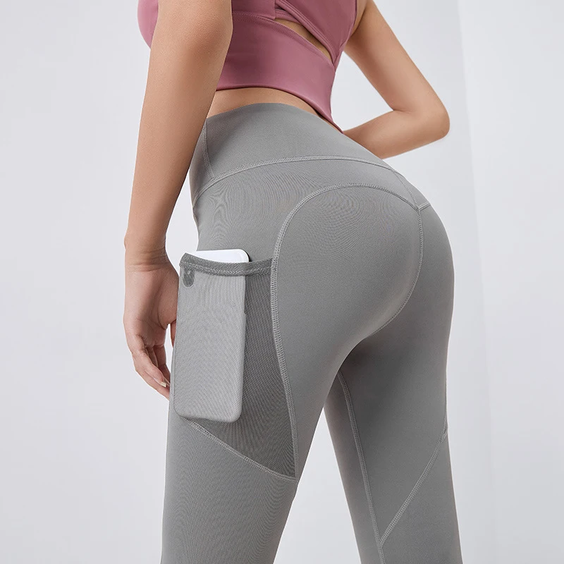 Mesh Pocket Yoga Pants Women Fitness Gym Leggings High Waist Breathable  Sports Tights Plus Size Girl Running Trousers