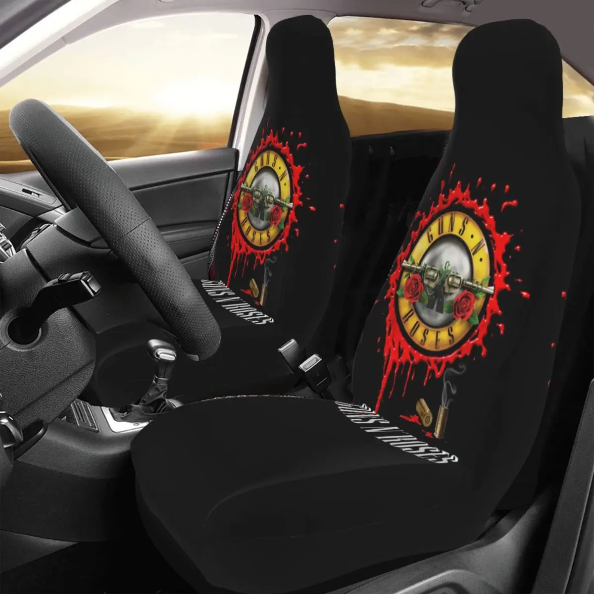 

Classic Rock Bands Guns And Roses Car Seat Cover Custom Printing Universal Front Protector Accessories Cushion Set