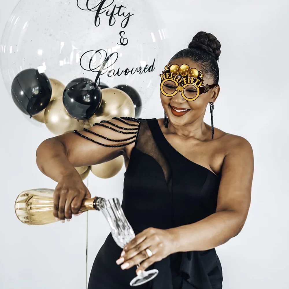 Elegant Black and Gold 40th Birthday Celebration Photo Backdrop and Party Decor Set